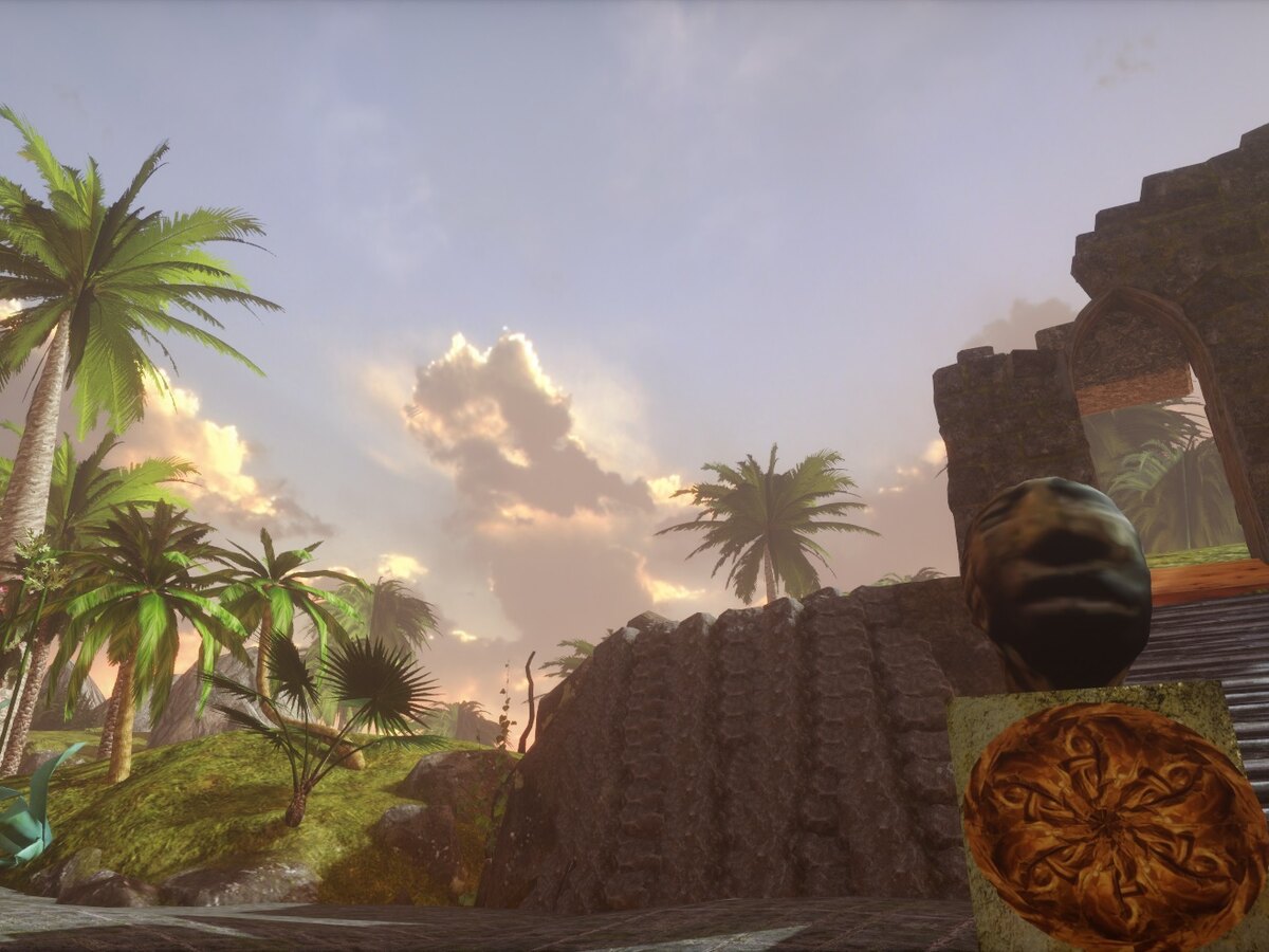 Maya City in Sansar: Mayan ruins and palm trees